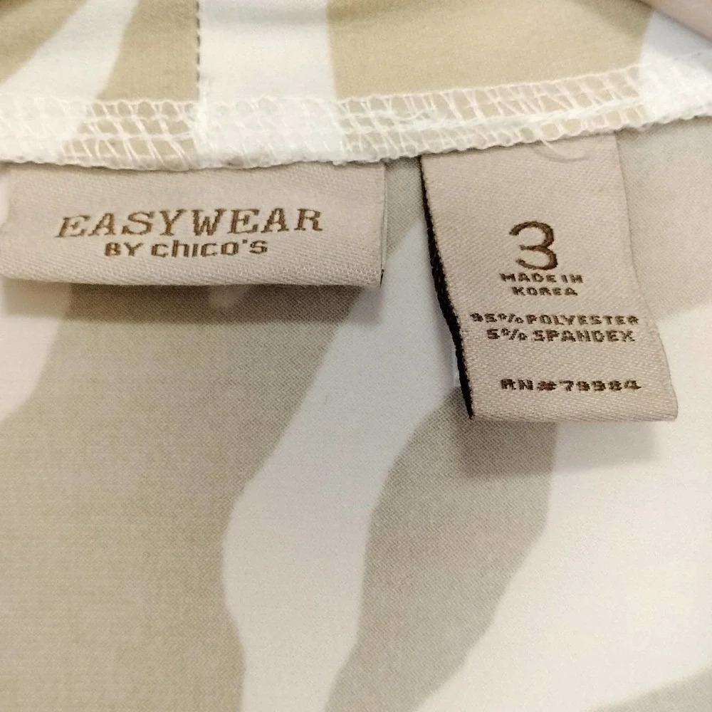 Easywear Chico's Size 3/XL Ombre Taupe White Striped Cardigan - Picture 5 of 6
